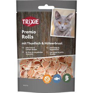 Ласощі Trixie Premio Tuna Rolls для котів шматочки з тунцем та куркою 50 г 42732 фото