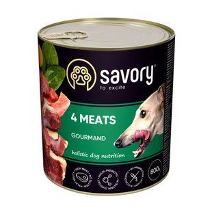 Корм вологий Savory Dog Gourmand 4 meats паштет для дорослих собак усіх порід з чотирма видами м&rsquo;яса 800 г 30402 фото