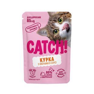 Корм вологий Catch! для дороcлих котів з куркою та овочами в соусі 85 г Catch_21977 фото