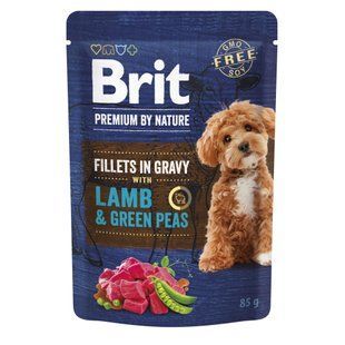 Корм вологий Brit Premium Fillets in Gravy Lamb & Green Peas для собак малих порід філе в соусі ягня і зелений горошок 85 г 101244 фото