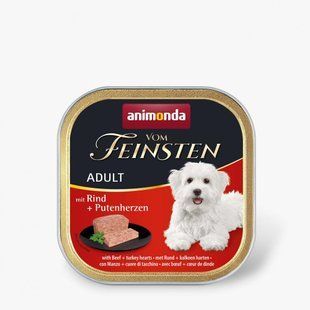 Корм вологий Vom Feinsten Adult with Beef Turkey hearts для собак з яловичиною і індичими серцями 150 г AM-82612 фото