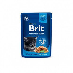 Корм вологий Brit Premium Cat Kitten Chicken Chunks pouch для кошенят з куркою 100 г 100274 /506026 фото
