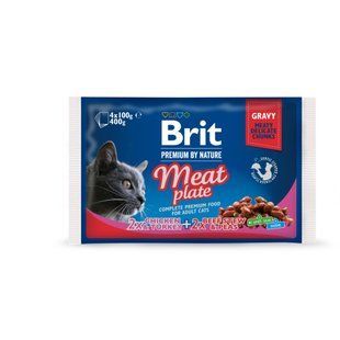 Корм вологий Brit Premium Cat Meat Plate pouches набір для котів м'ясна тарілка курка та індичка з тушкованою яловичиною та 100277 /506262 фото
