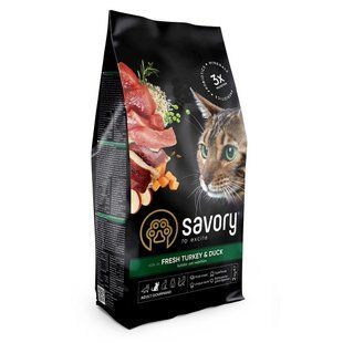 Корм сухий Savory Adult Cat Gourmand Fresh Turkey and Duck для котів-гурманів зі свіжою індичкою та качкою 2 кг 30051 фото