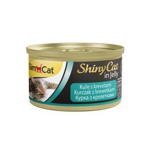 Корм вологий GimCat Shiny Cat для котів з куркою та креветкою 70 г G-413129 /413327 фото