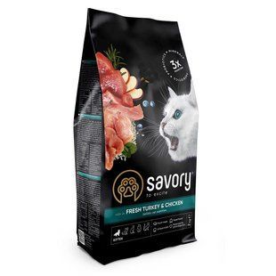 Корм сухий Savory Kitten rich in Fresh Turkey and Chicken для кошенят всіх порід зі свіжою індичкою та куркою 2 кг 30143 фото