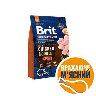 Корм сухий Brit Premium Dog Sport для дорослих собак усіх порід з високими витратами енергії з куркою 3 кг 170847/6666 фото