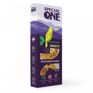 Ласощі Special One Пончики для декоративних птахів смородина ехінацея виноград 60 г PR242518 фото