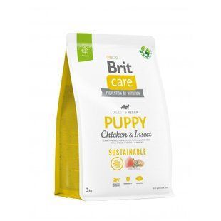 Корм сухий Brit Care Dog Sustainable Puppy для цуценят з куркою та комахами 3 кг 172170 фото