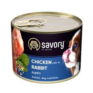 Корм вологий Savory Dog All breeds Puppy Chicken rich in Rabbit паштет для цуценят усіх порід з кроликом 200 г 30570 фото