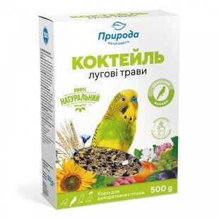 Корм Природа Коктейль для хвилястих папуг лугові трави та насіння льону 500 г PR241341 КАРТОН фото