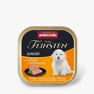 Корм вологий Vom Feinsten Junior with Poultry Turkey hearts для цуценят з птицею і індичими серцями 150 г AM-82621 фото
