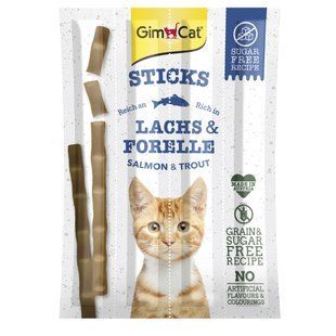 Ласощі GimCat для котів палички з лососем та фореллю 4 шт по 5 г G-400778 фото