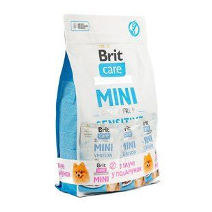 НАБІР Корм сухий Brit Care Mini GF Sensitive д/собак малих порід з чутливим травленням оленина 2 кг + 3 паучи 85 г VAFO_49440 фото